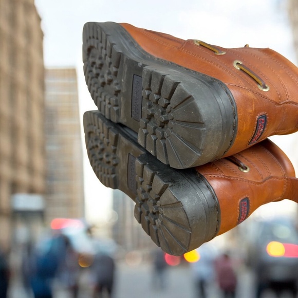 Share Vintage Polo Sport Ralph Lauren Boots Size 8.5 B Brown Leather Strap Buckl - Picture 9 of 10